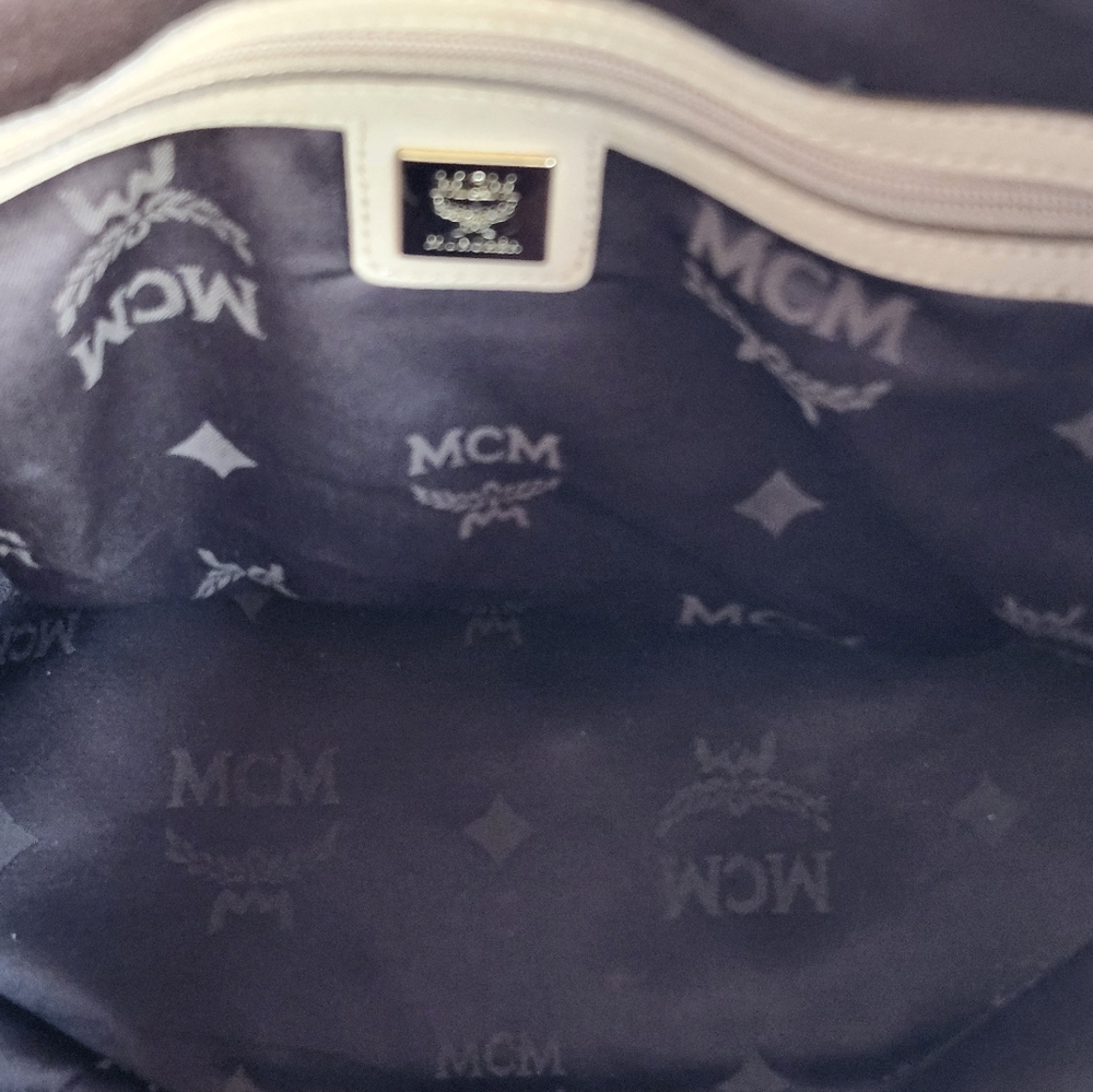 MCM Beige Monogram Shoulder Bag - Picture 5 of 5
